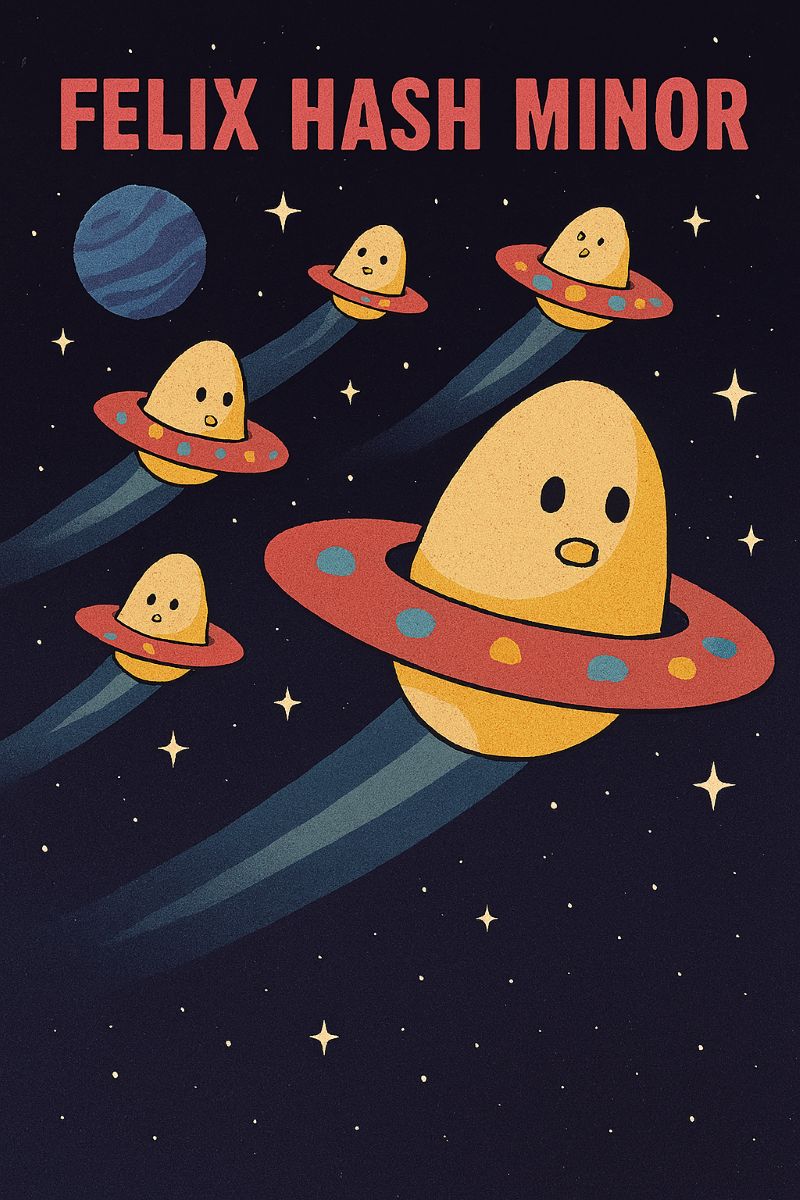 Surreal sci-fi illustration of the Pikers of Egg Beta III—frisbee-like beings spinning through space, surrounded by cosmic ozone clouds and disco-inspired light trails.