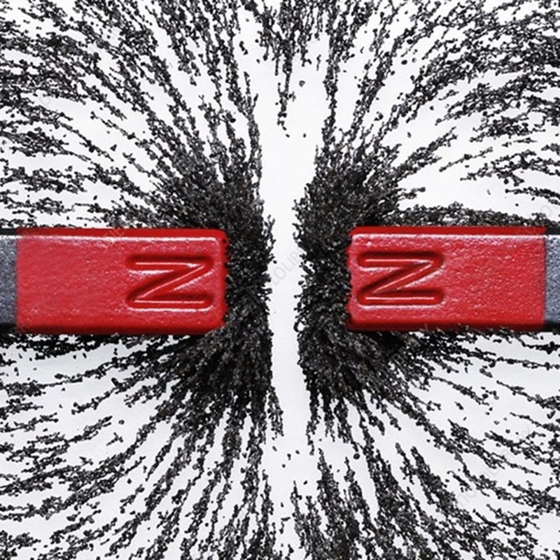 Two red bar magnets pointing directly at each other with their matching "N" poles facing, visually illustrating magnetic repulsion and opposing forces.